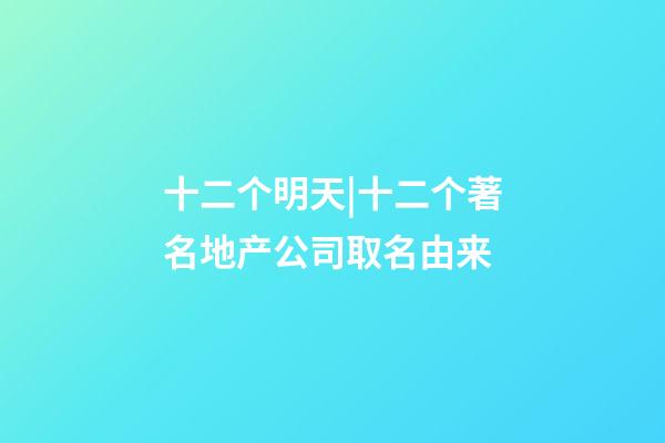 十二个明天|十二个著名地产公司取名由来-第1张-公司起名-玄机派